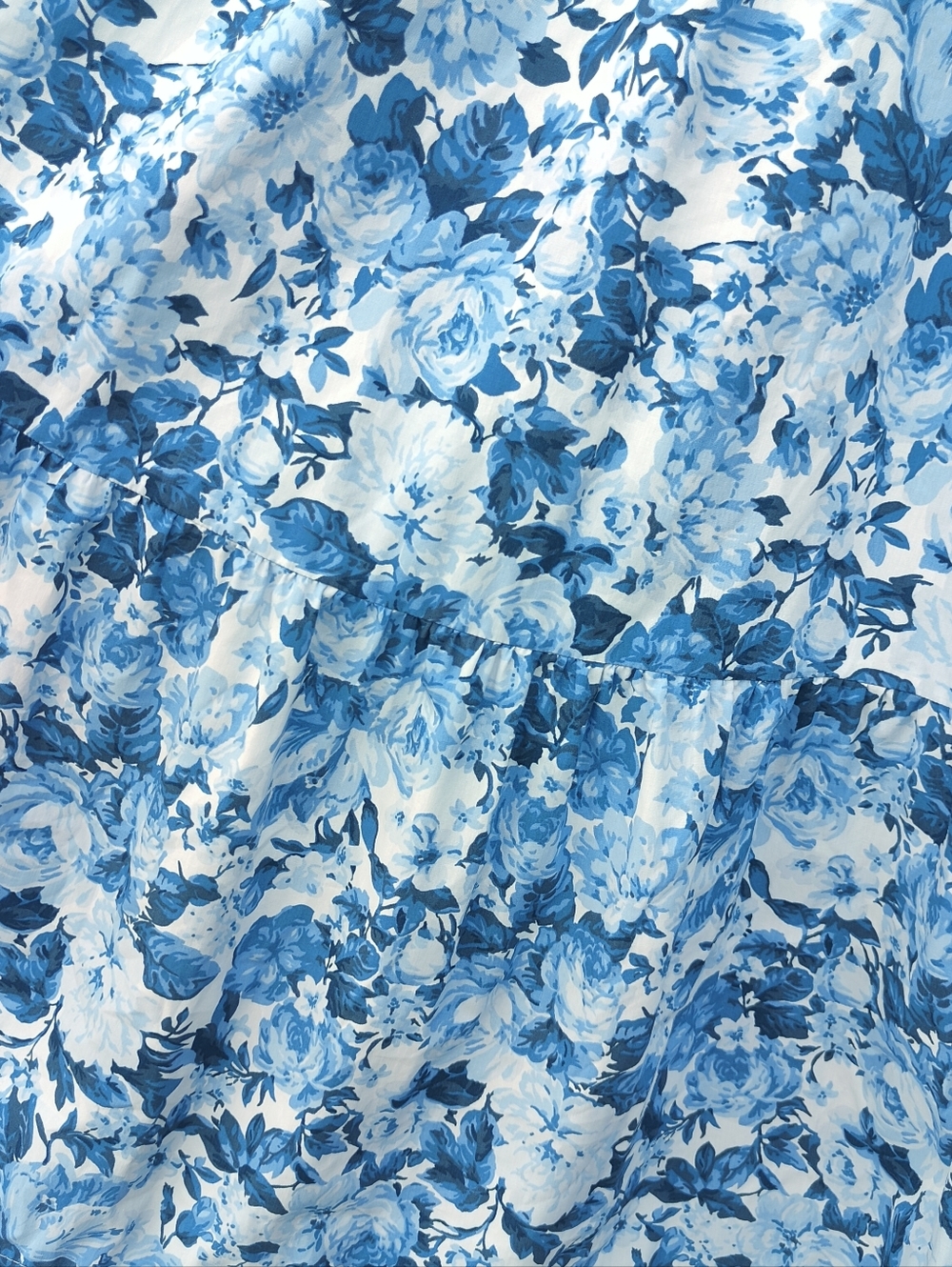 Abercrombie & Fitch Emerson Blue Floral Poplin Puff Sleeve Midi Dress Size LT - Picture 7 of 10